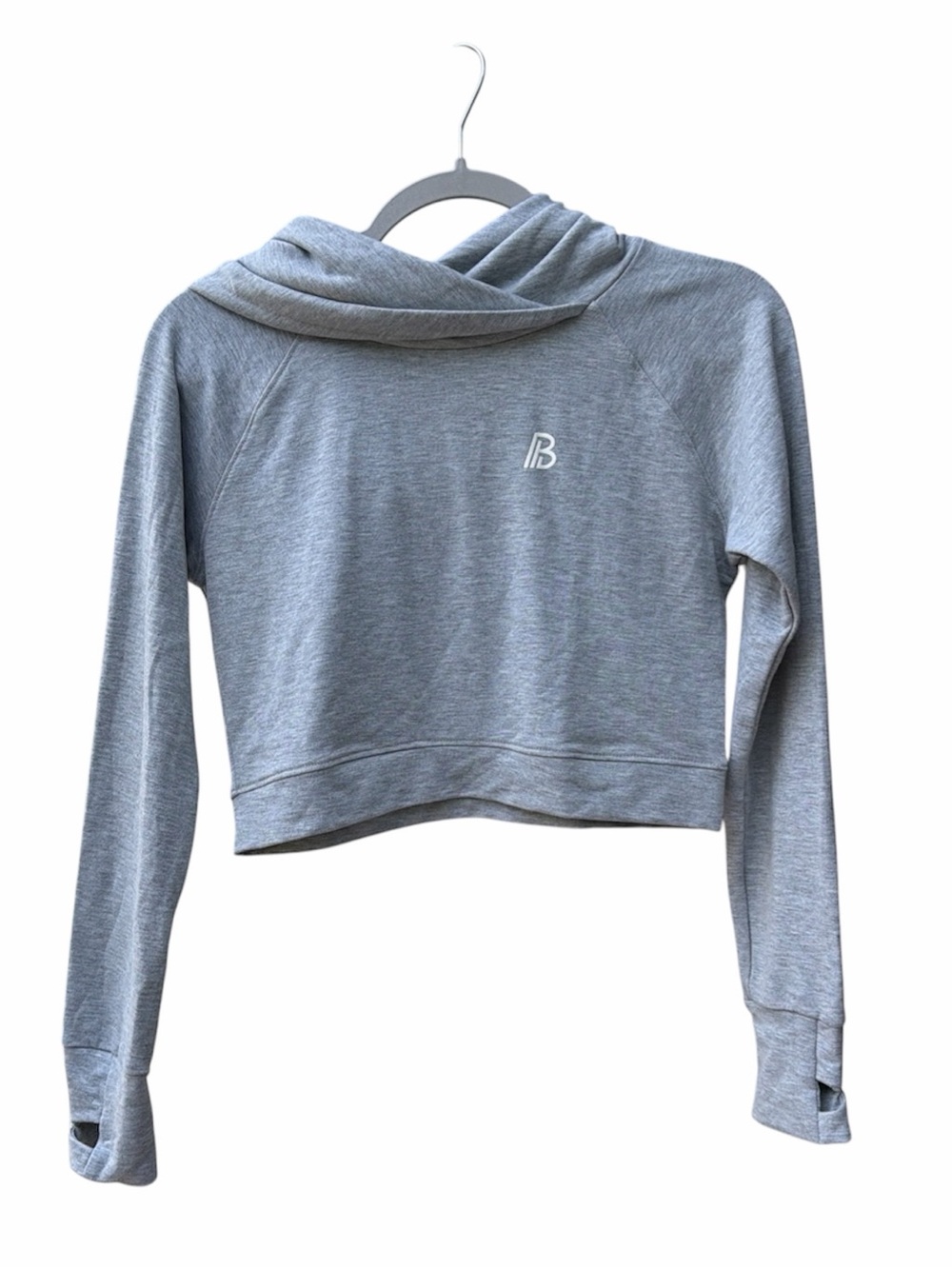 Built Apparel Made In USA Grey Cropped Hoodie With Thumb Holes Women Size S